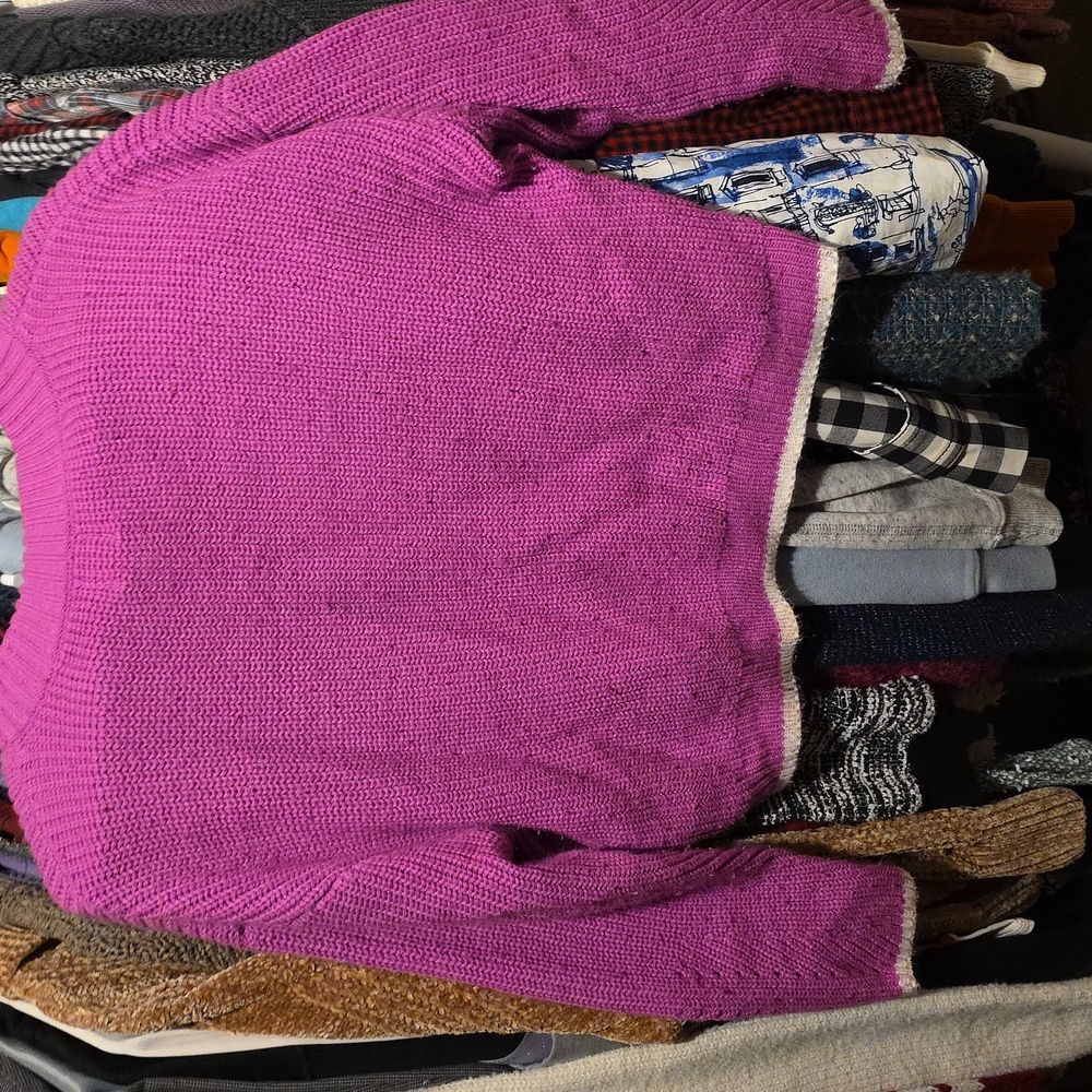 John + Jenn Vibrant Pink Crew Neck Sweater - Picture 3 of 3